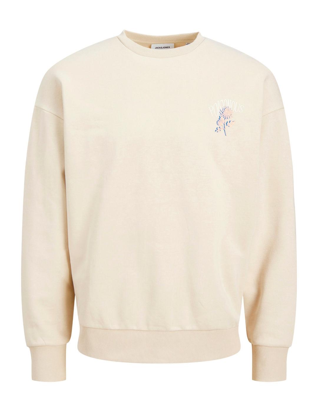 Sudadera Jack&Jones Change beige sin capucha para hombre