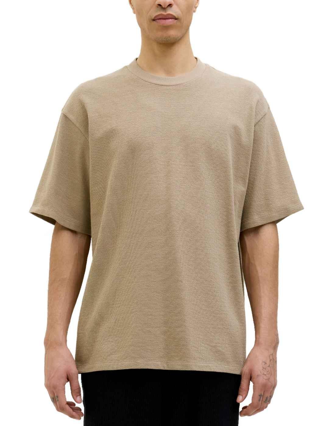 Camiseta Jack&Jones Loui beige manga corta para hombre