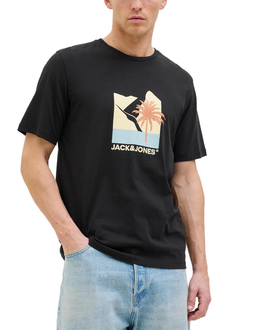 Camiseta Jack&Jones Barbados negro manga corta para hombre