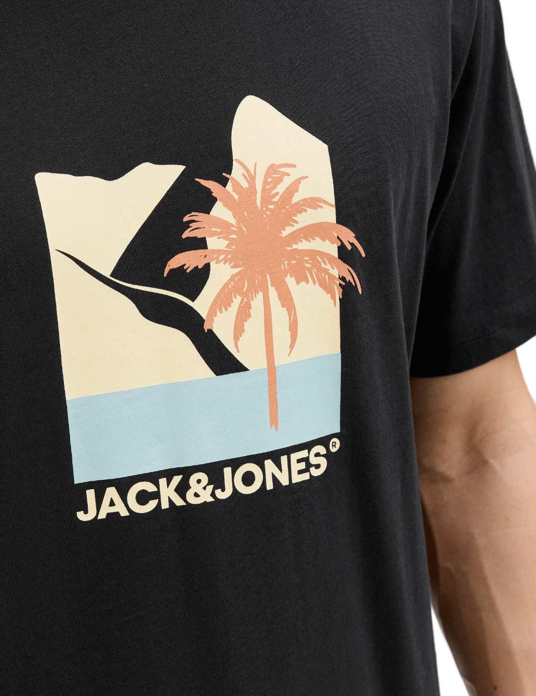 Camiseta Jack&Jones Barbados negro manga corta para hombre