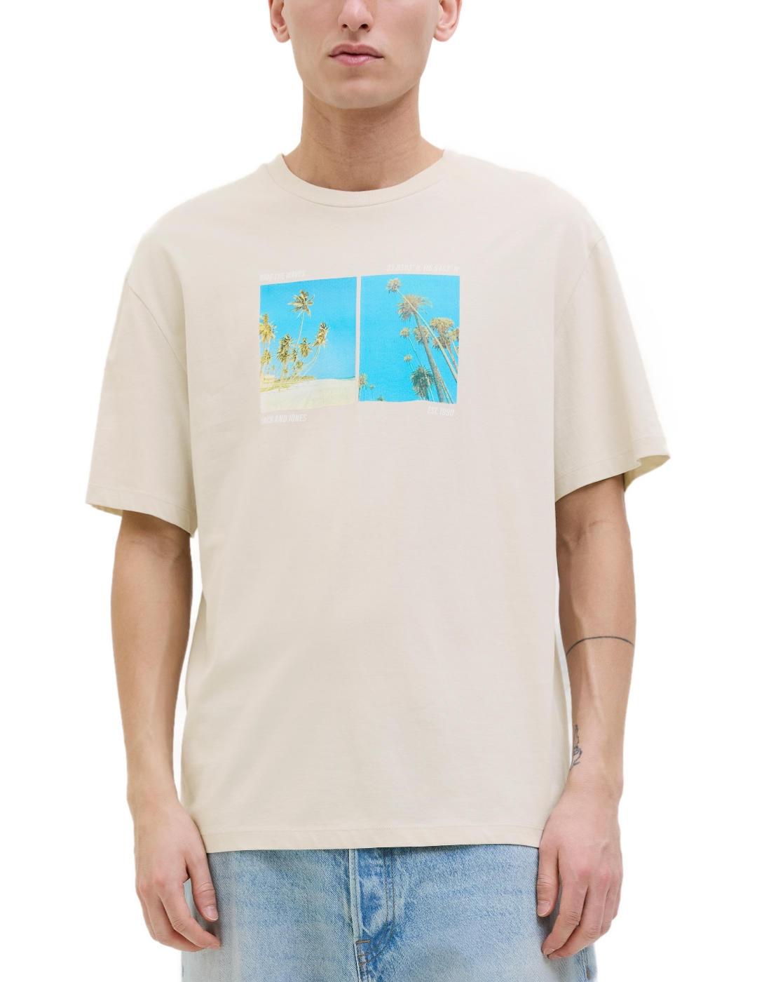 Camiseta Jack&Jones Porto beige manga corta para hombre