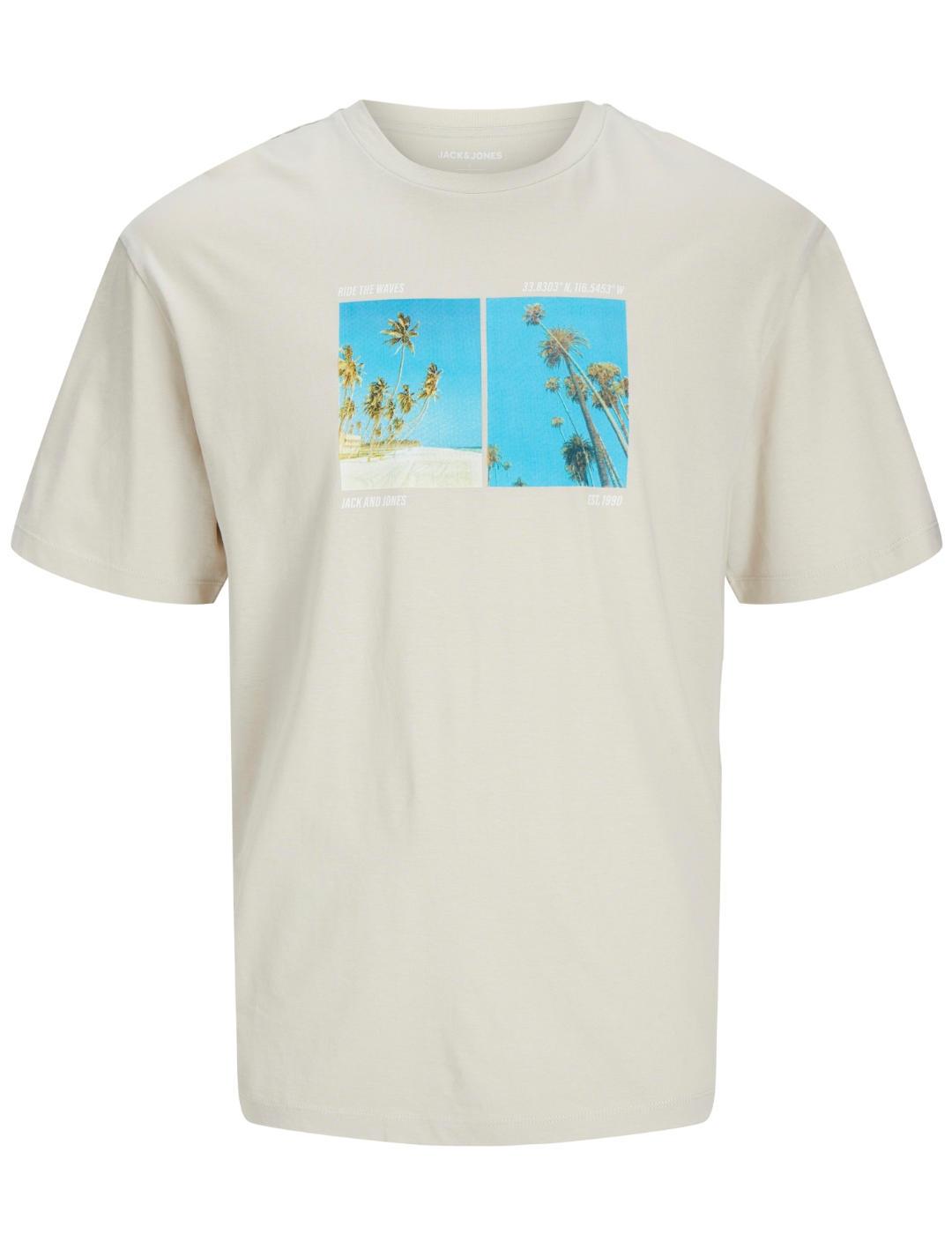Camiseta Jack&Jones Porto beige manga corta para hombre