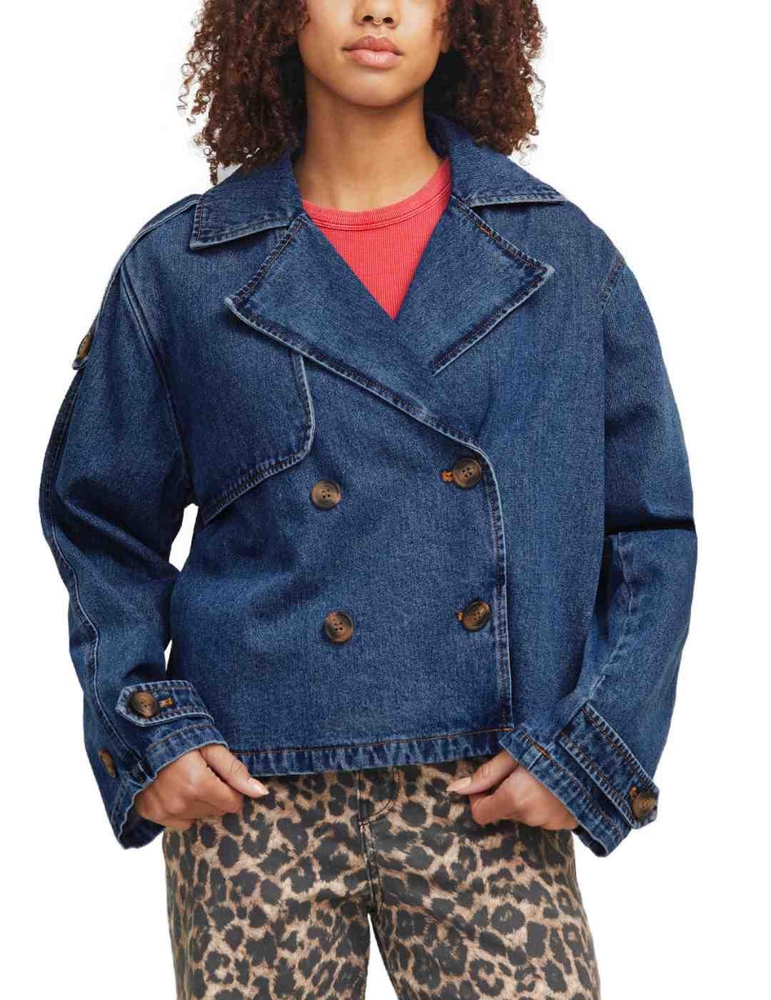 Chaqueta trench JJXX Carlie denim azul marino para mujer