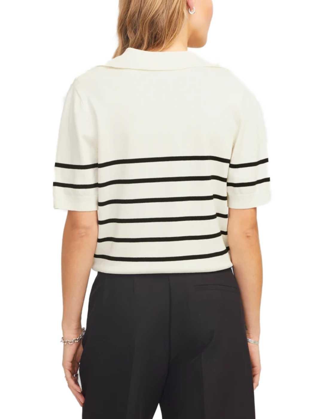 Polo JJXX Layla blanco raya negra manga corta para mujer