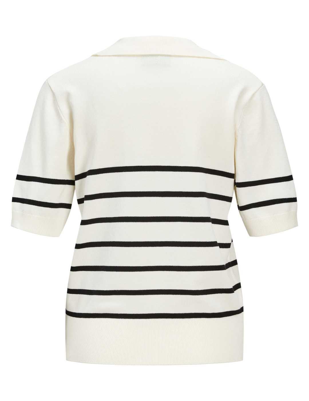 Polo JJXX Layla blanco raya negra manga corta para mujer