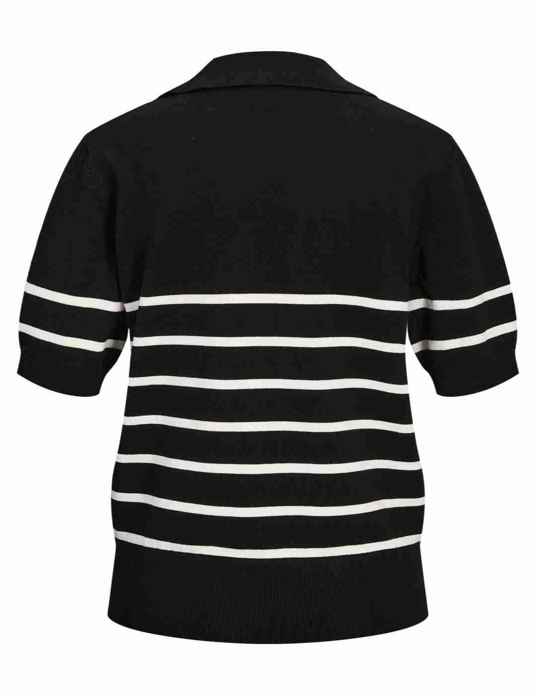 Polo JJXX Layla negro raya blanca manga corta para mujer