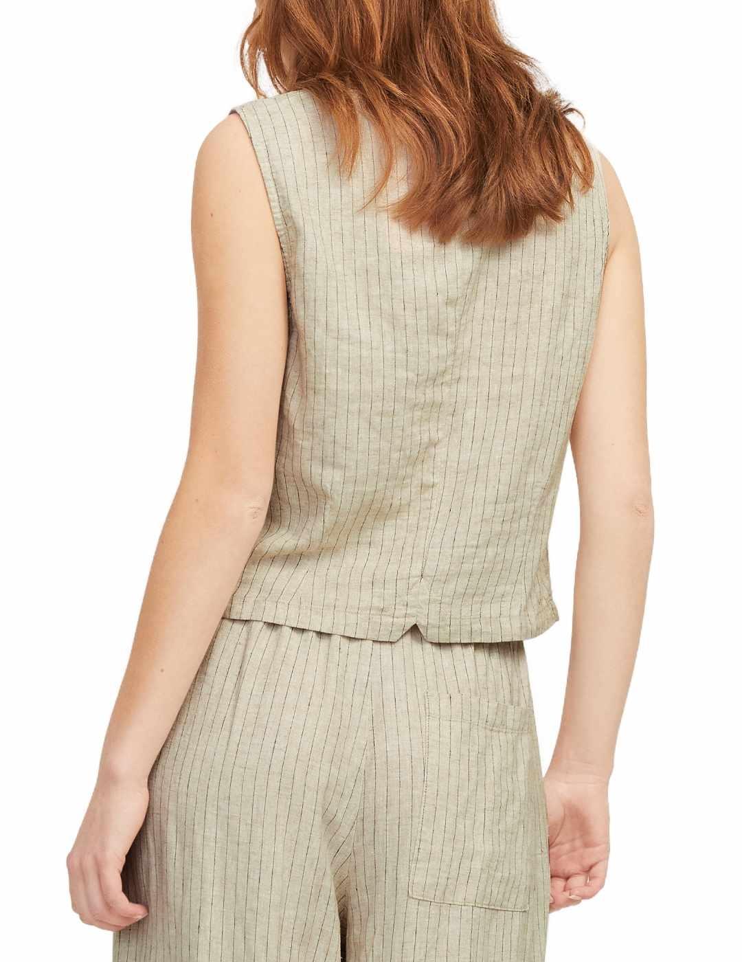 Blusa JJXX Breeze beige rayas de lino para mujer