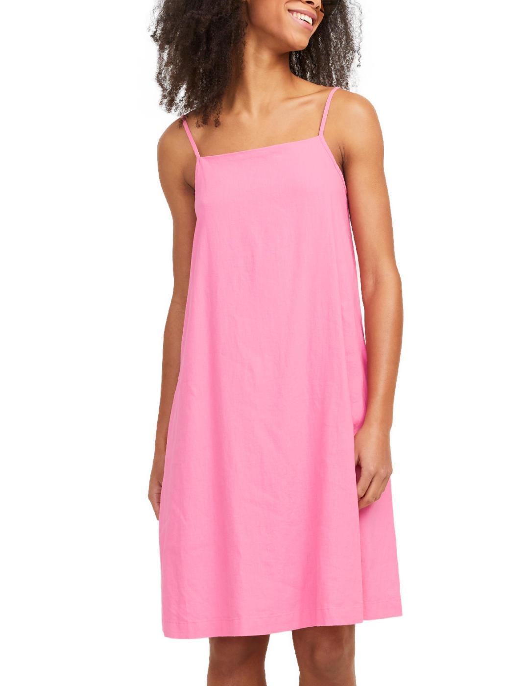 Vestido corto JJXX Breeze rosa chicle con tirantes de mujer