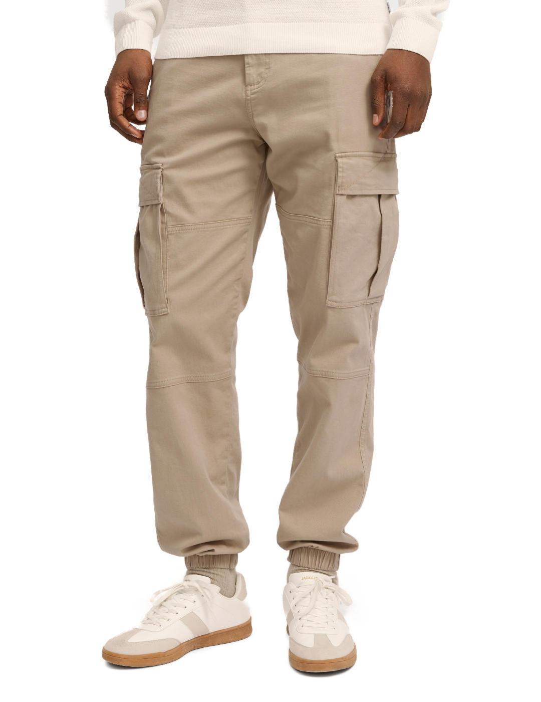 Pantalón Jack&Jones Kane cargo beige con puño para hombre