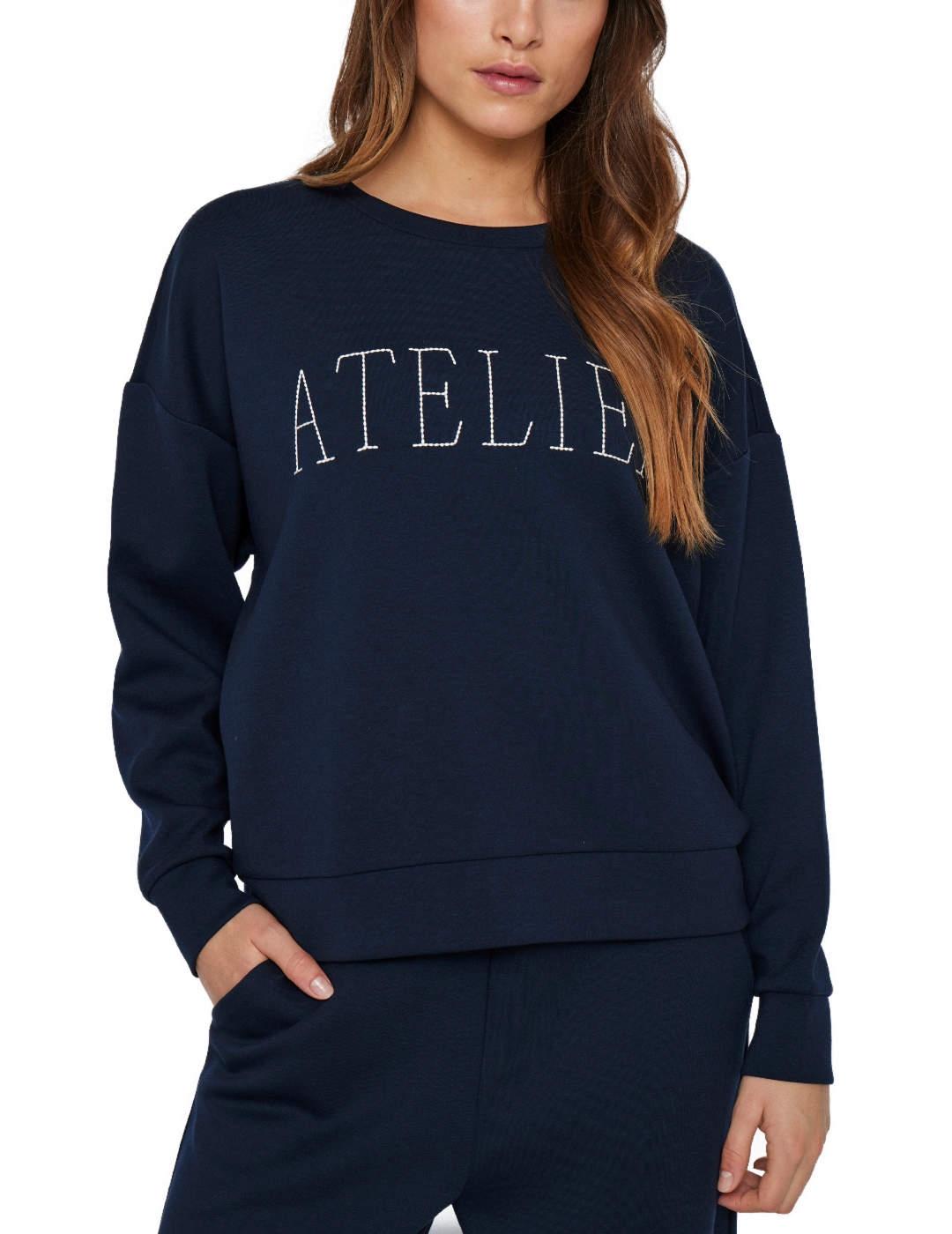 Sudadera Vila Siffi marino manga larga sin capucha de mujer