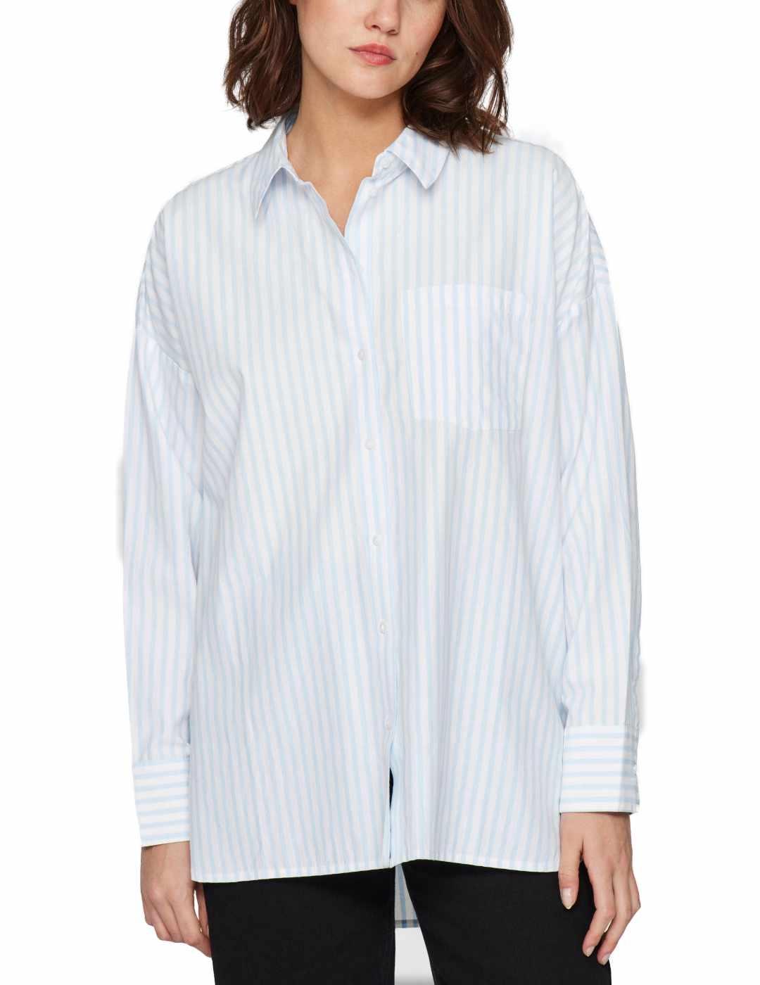 Camisa Vila Darma azul rayas blancas para mujer