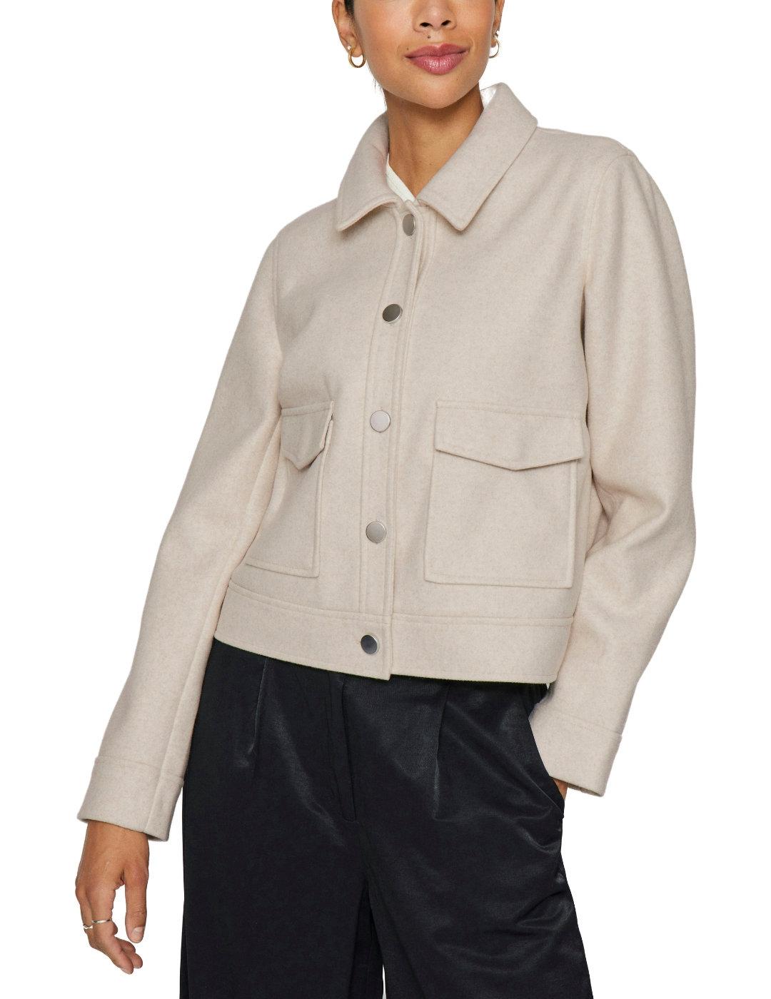 Chaqueta Vila Jumpy beige sin capucha con botones para mujer