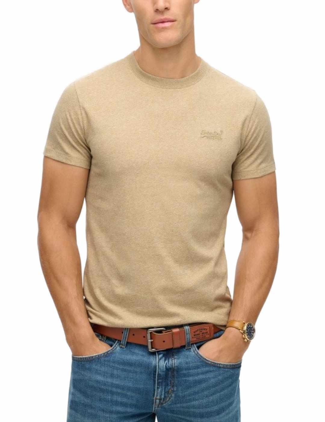 Camiseta Superdry color beige manga corta para hombre