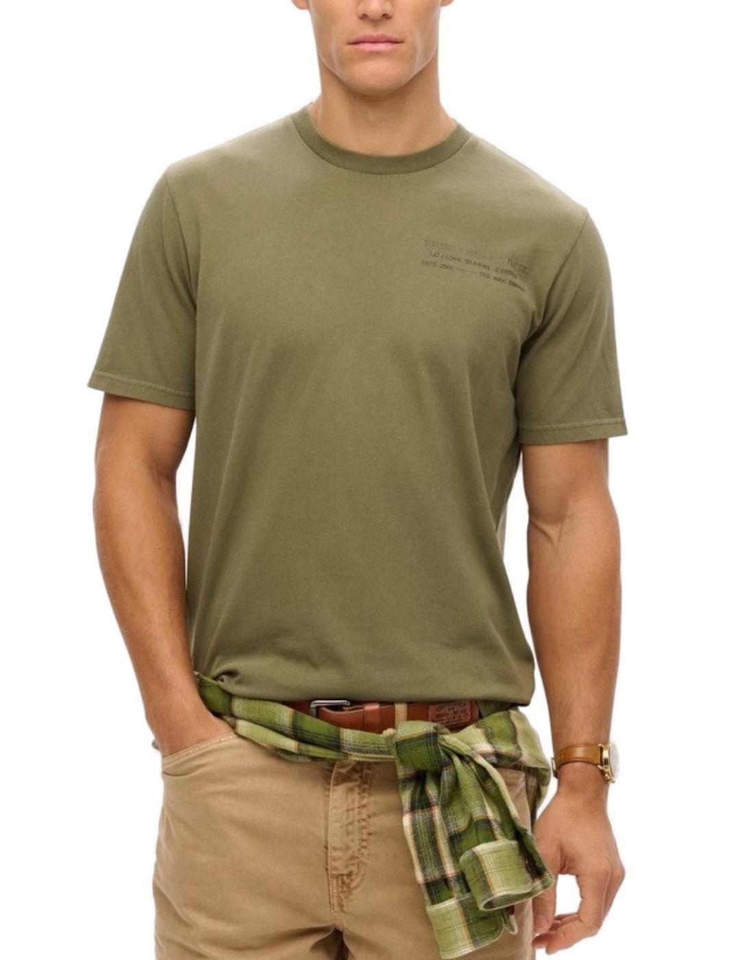 Camiseta Superdry gráfica verde manga corta para hombre