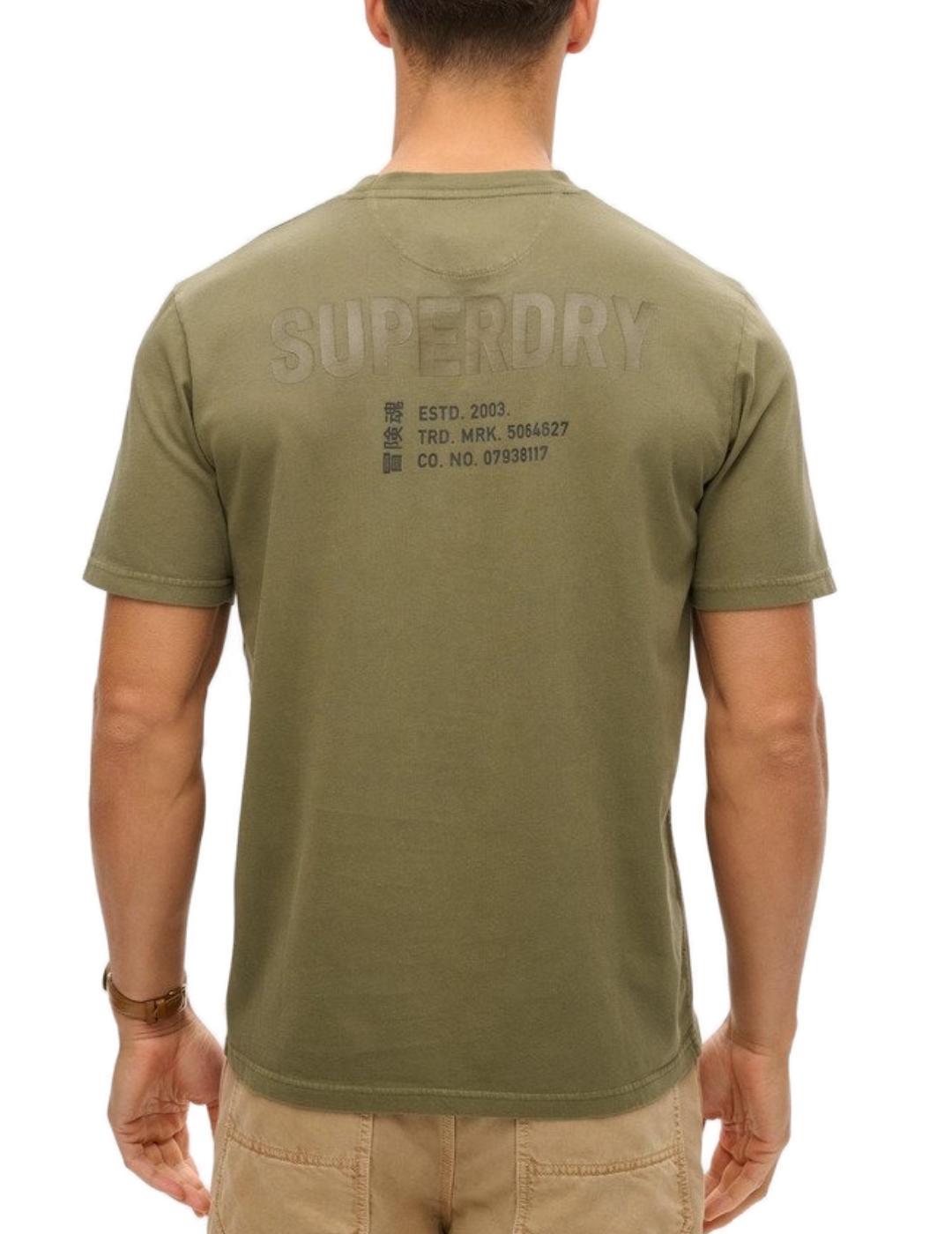 Camiseta Superdry gráfica verde manga corta para hombre