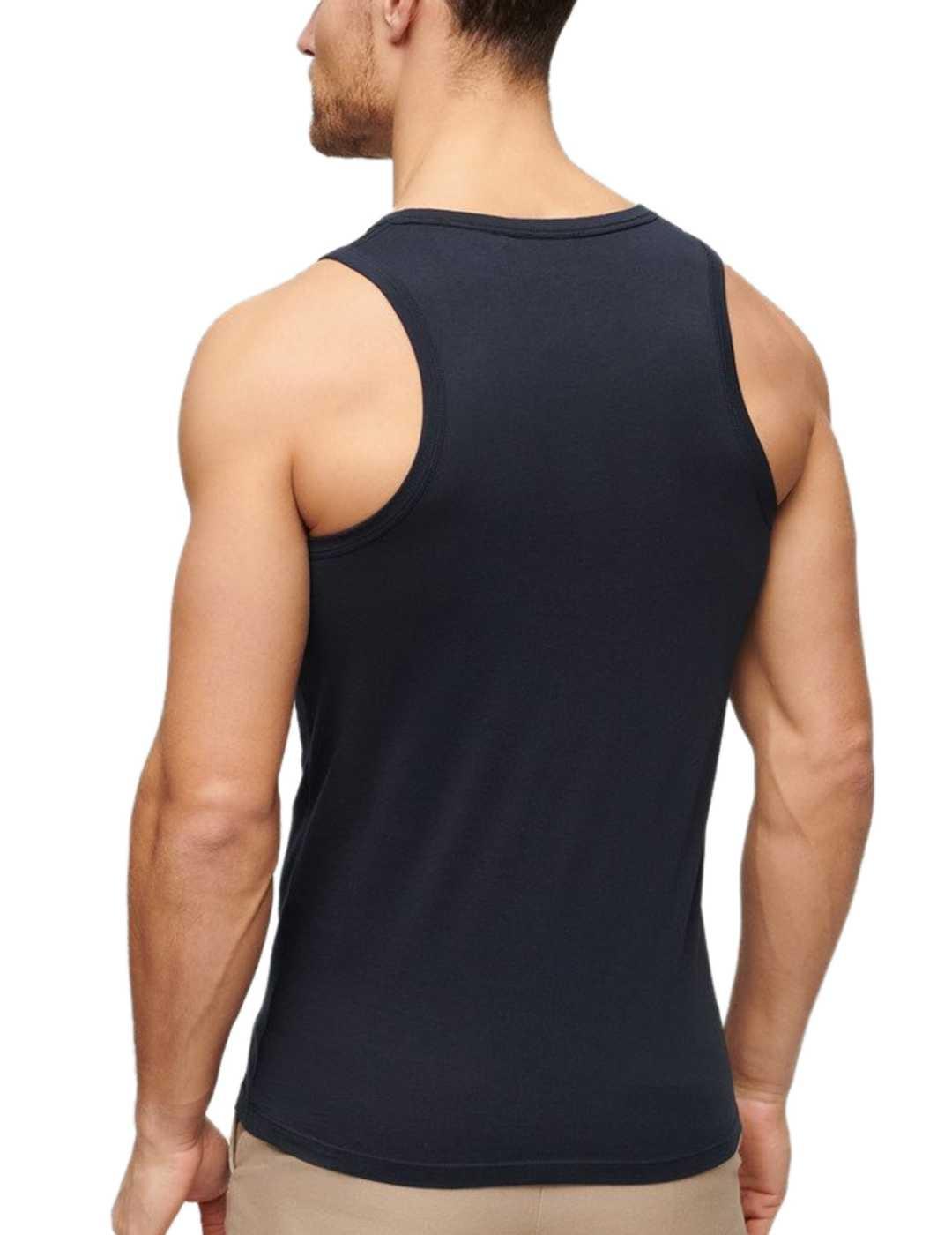 Camiseta básica Superdry sin mangas azul marino para hombre