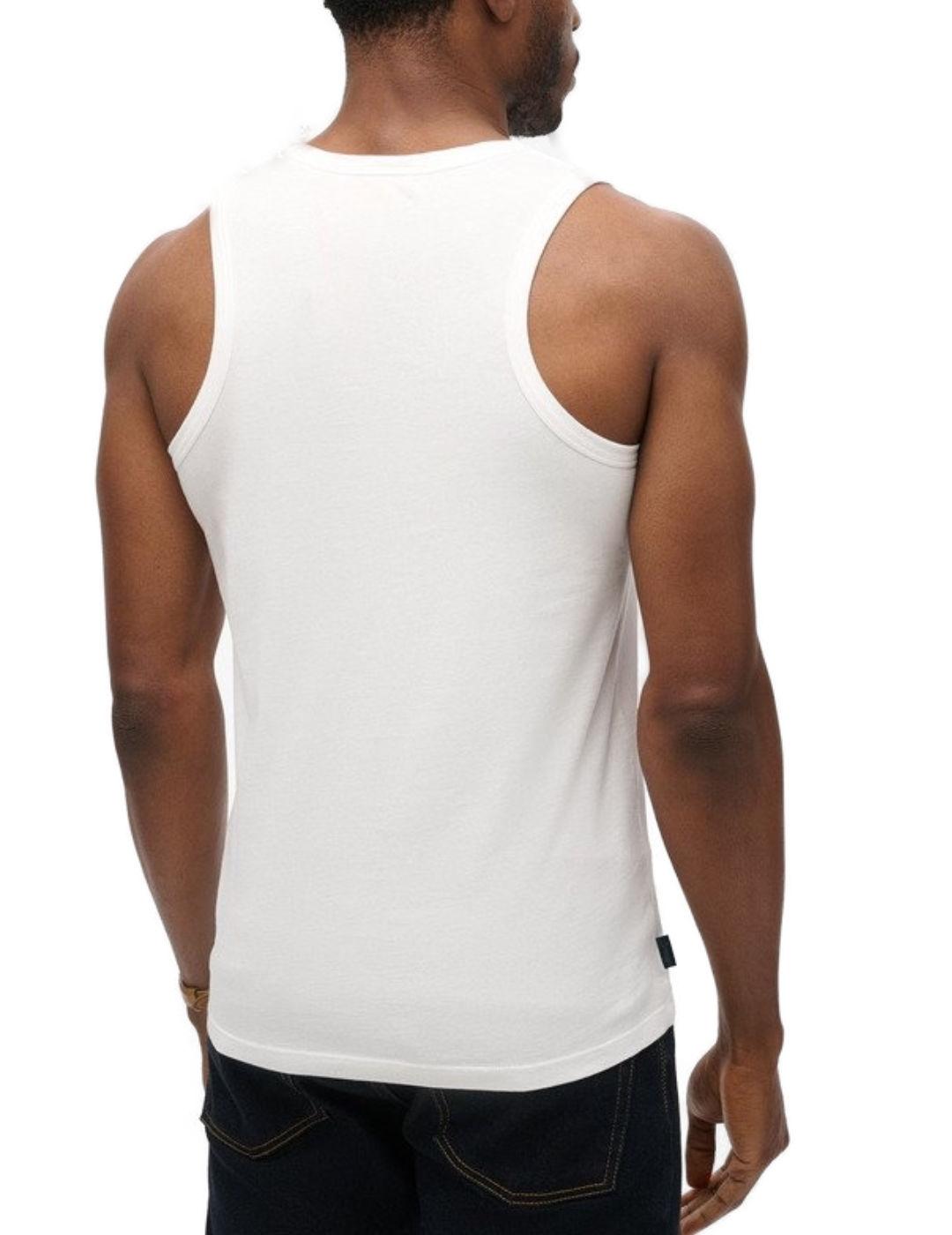 Camiseta básica Superdry sin mangas blanca para hombre