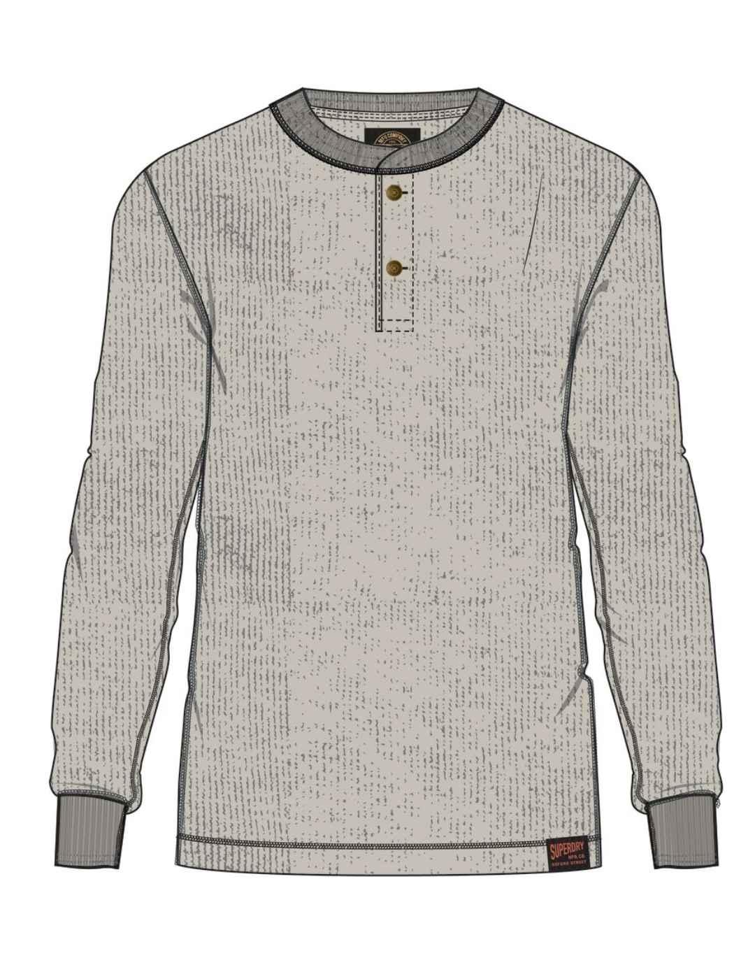 Camiseta Superdry cuello panadero beige manga larga hombre