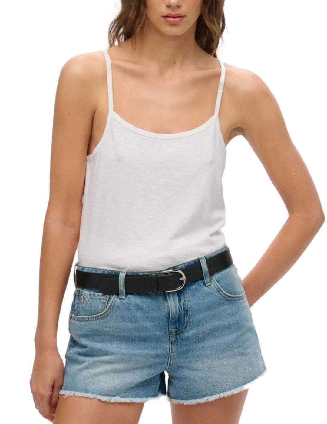 Camiseta básica Superdry de tirantes blanco para mujer