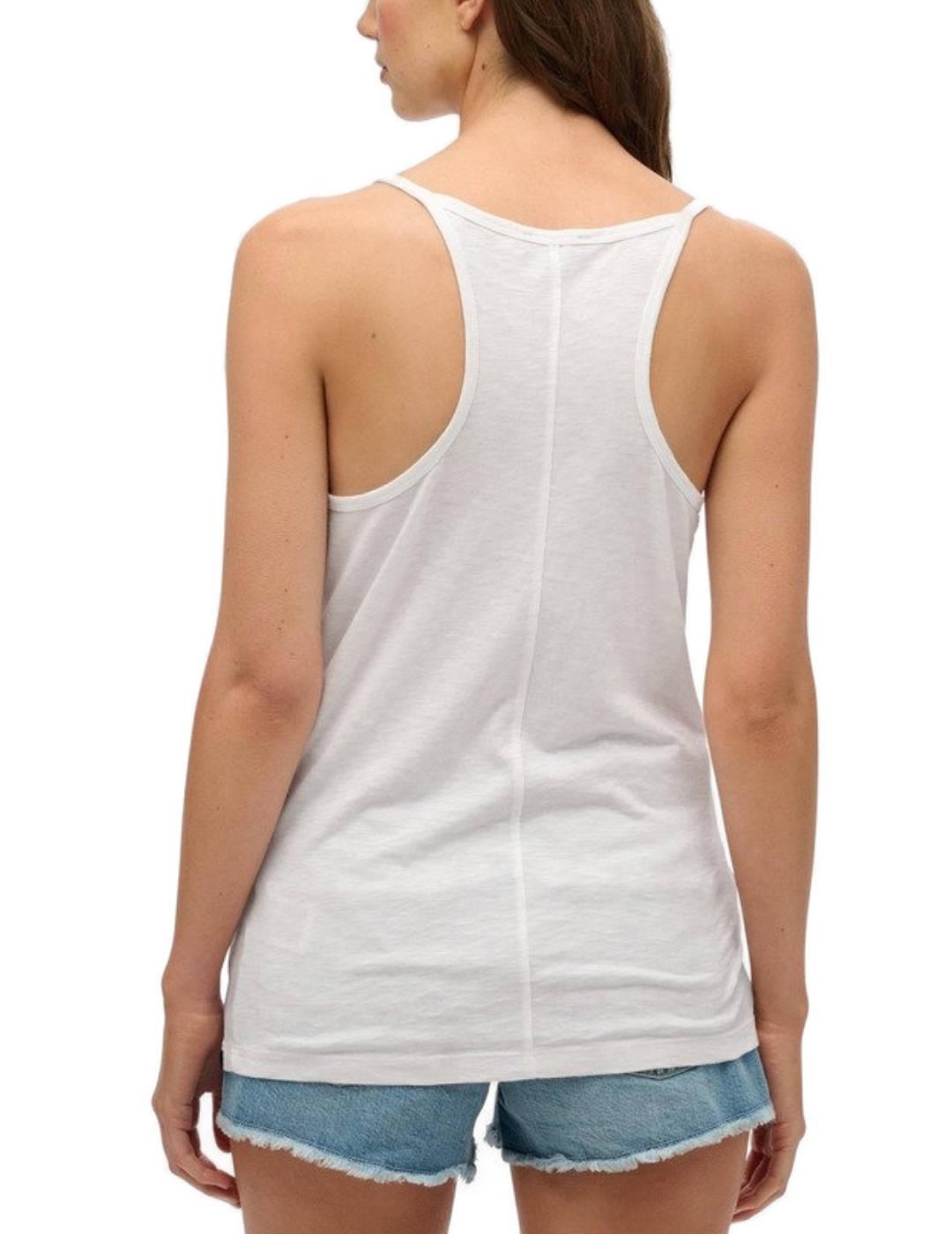 Camiseta básica Superdry de tirantes blanco para mujer