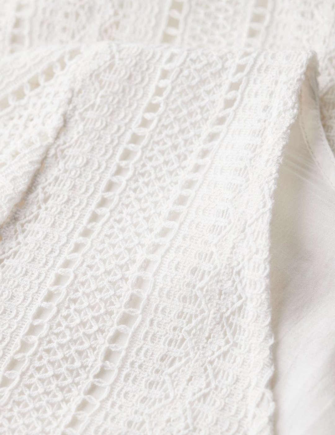 Minivestido Superdry  blanco roto encaje Ibiza para mujer