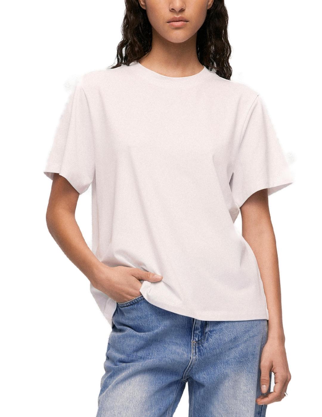 Camiseta básica Vila Nora blanca manga corta para mujer