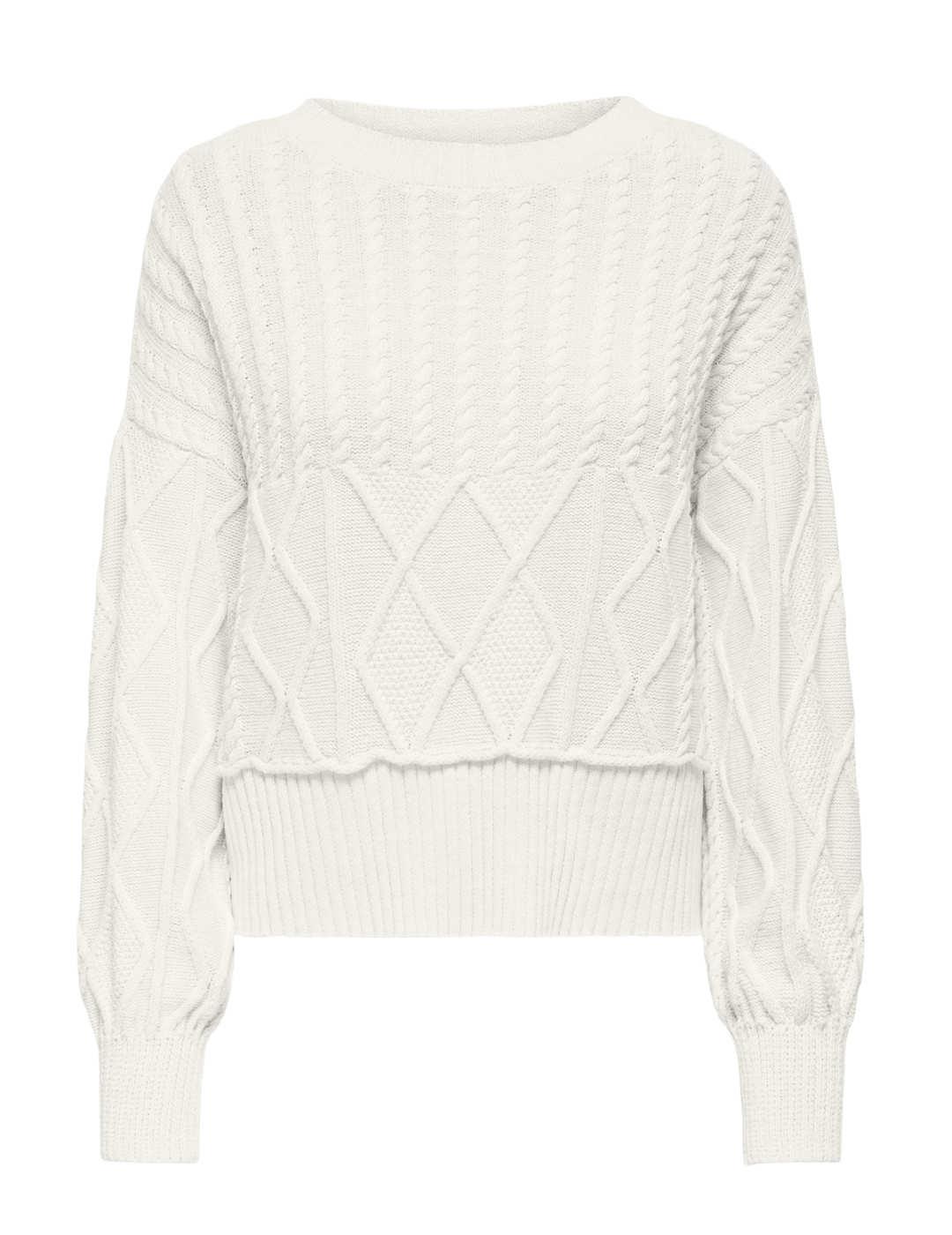 Jersey Only Kaya blanco de punto trenzado regular para mujer