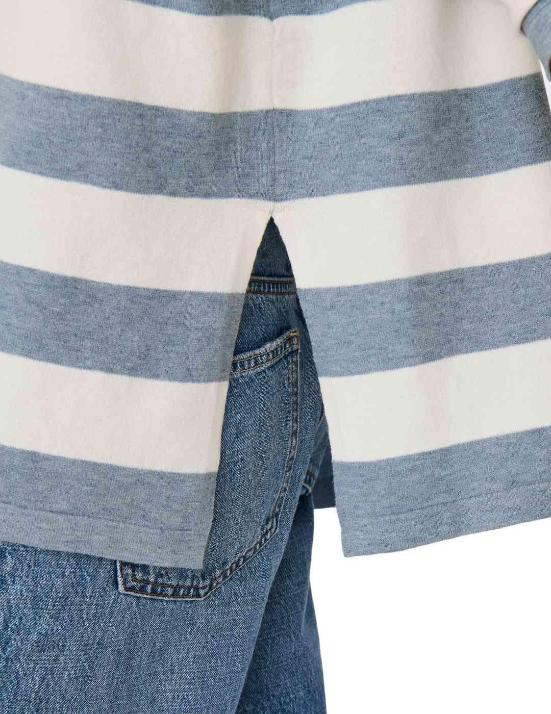 Jersey Only Malio azul y blanco de punto fino para mujer