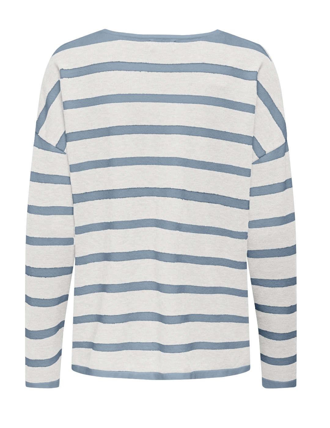Jersey Only Malio azul y blanco de punto fino para mujer