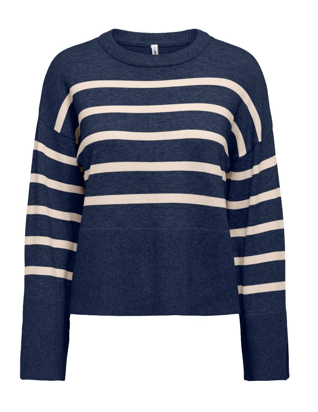 Jersey Only Lilllian marino raya blanca de punto para mujer