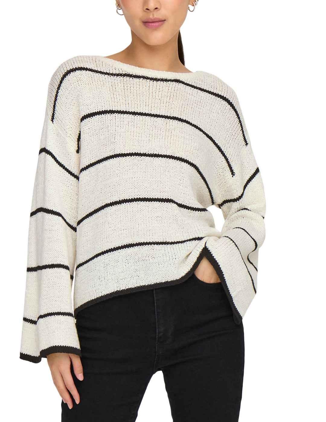 Jersey Only Geena crudo raya negra de punto para mujer