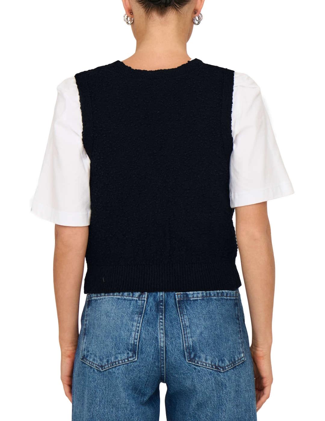 Chaleco Only Alvilda negro de punto con textura para mujer