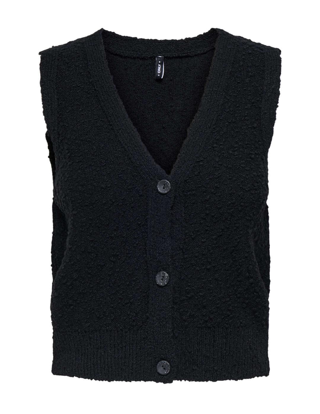 Chaleco Only Alvilda negro de punto con textura para mujer