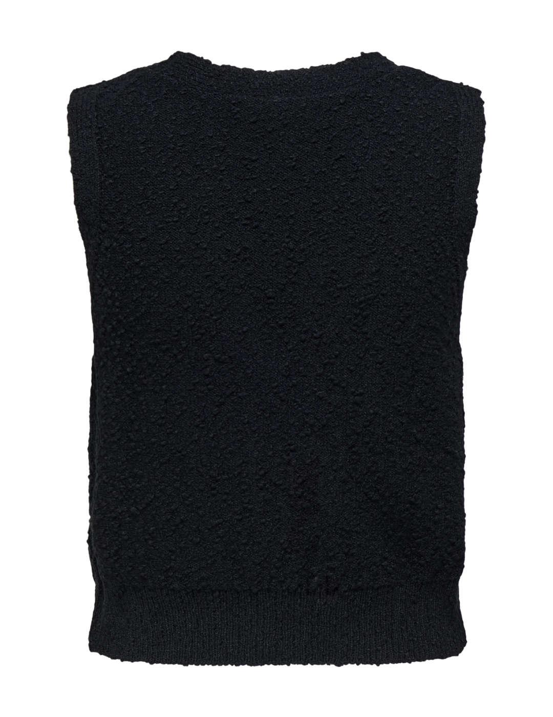 Chaleco Only Alvilda negro de punto con textura para mujer