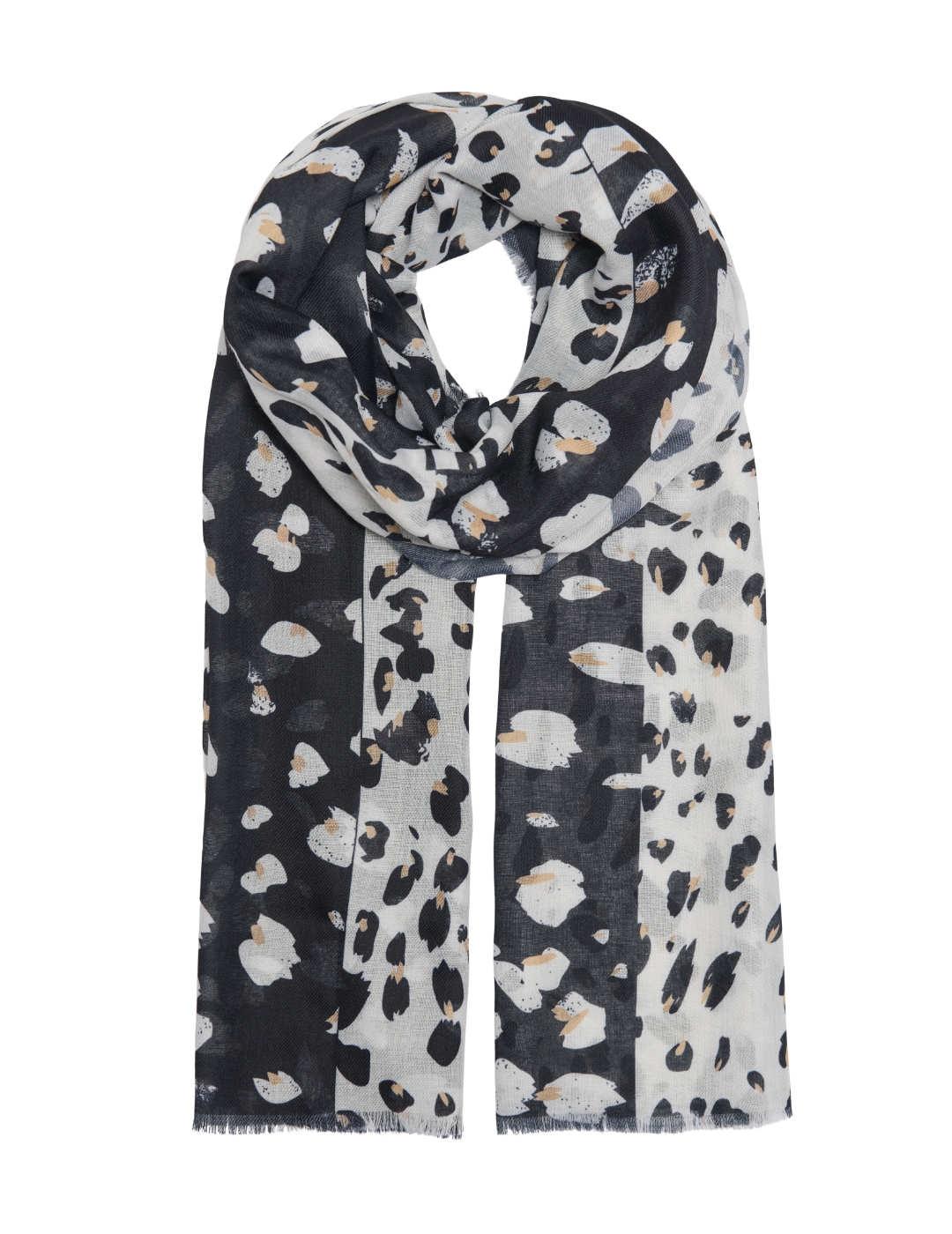 Fular Only Mauve negro estampado fino para mujer