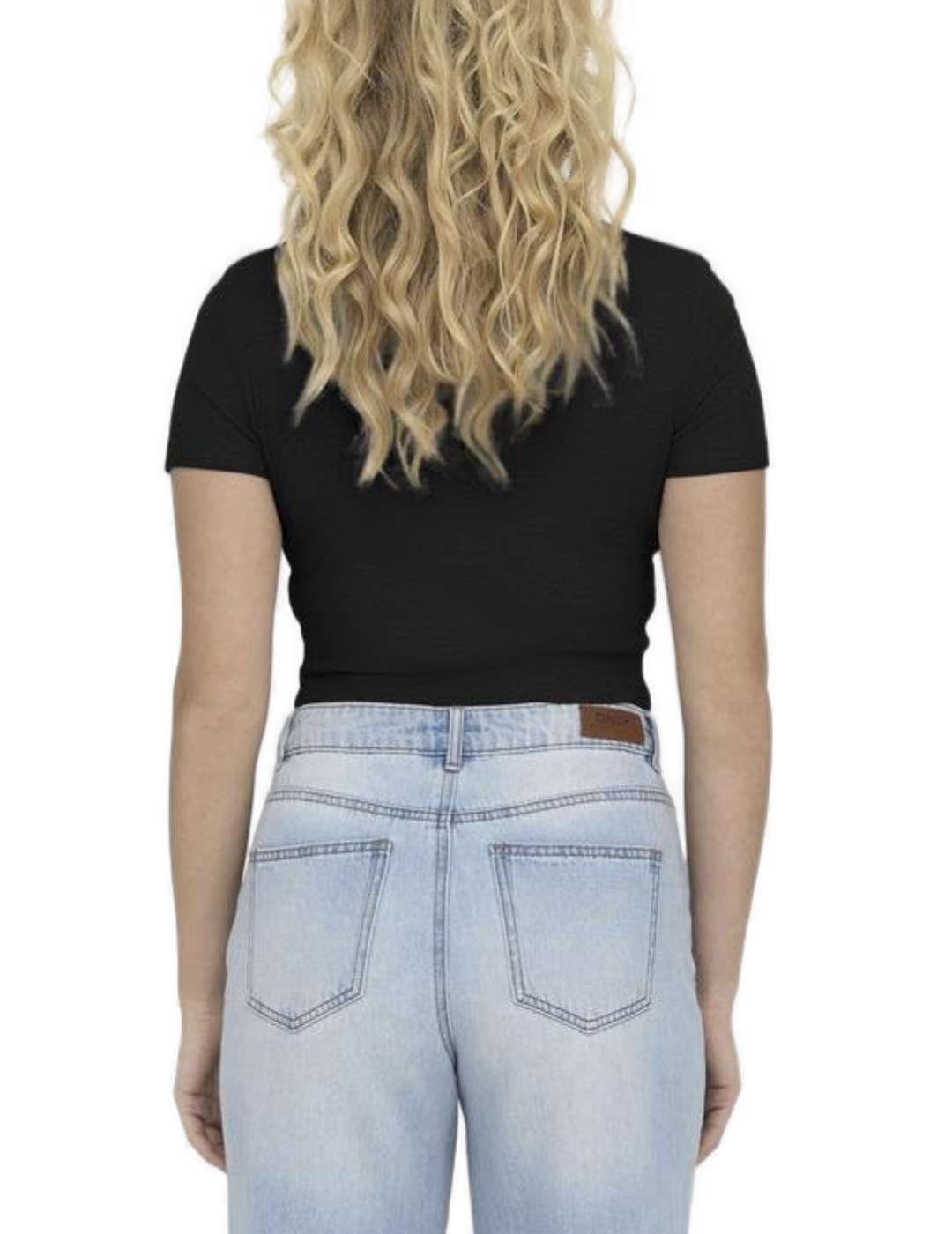 Top cropped Only Betty negro manga corta para mujer