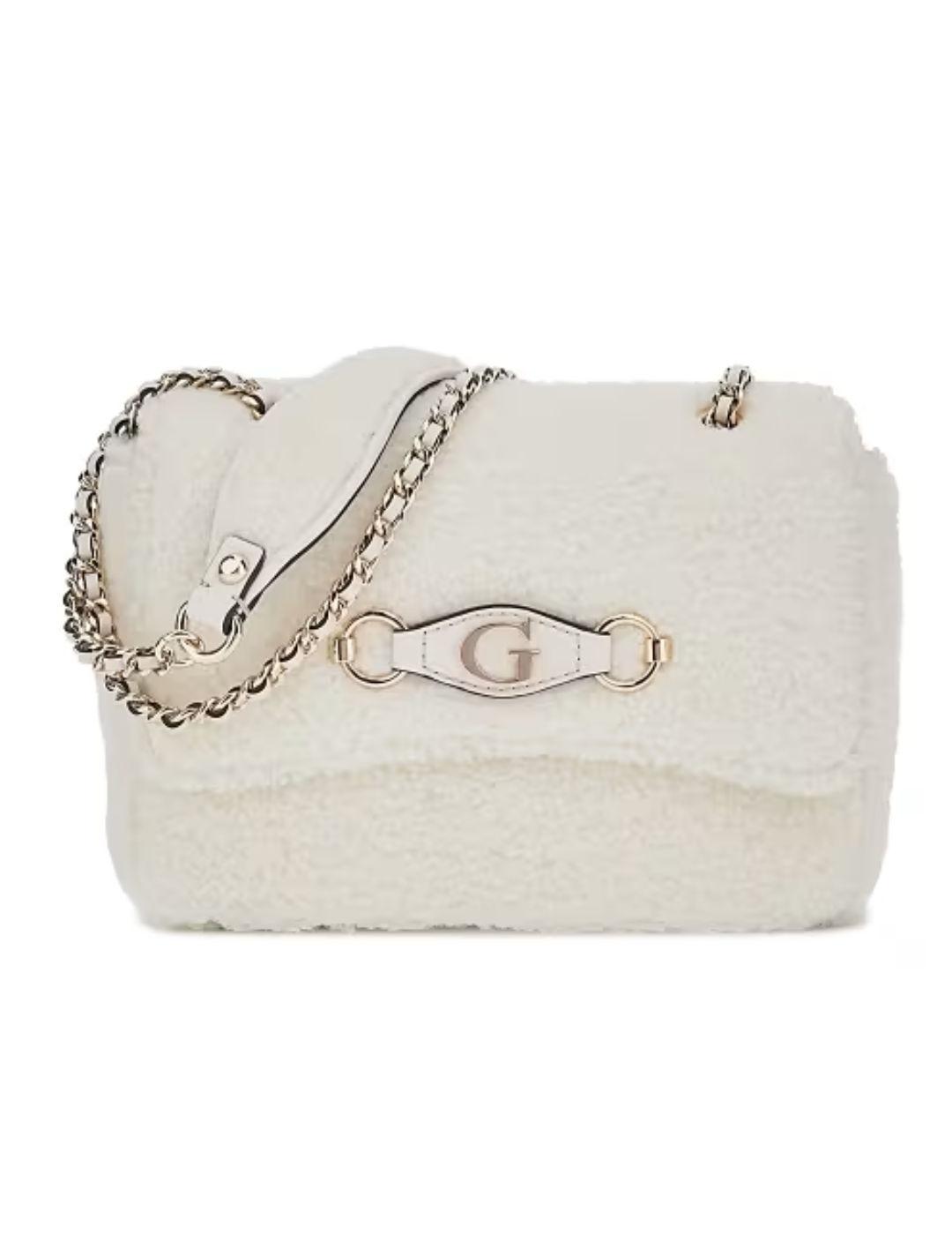 Bolso Guess Aslia xbody blanco borreguillo para mujer