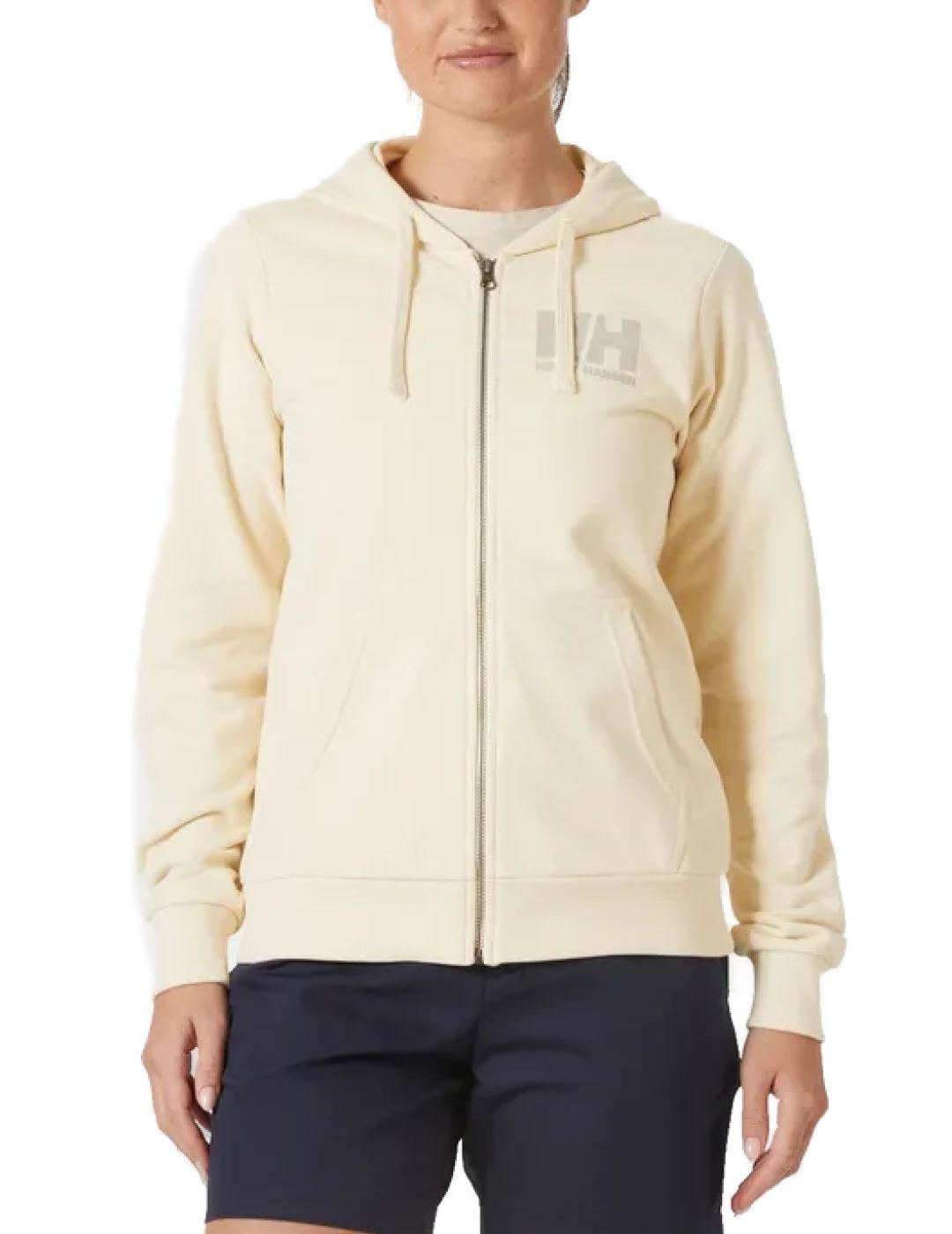 Sudadera Helly Hansen Logo beige cremallera para mujer