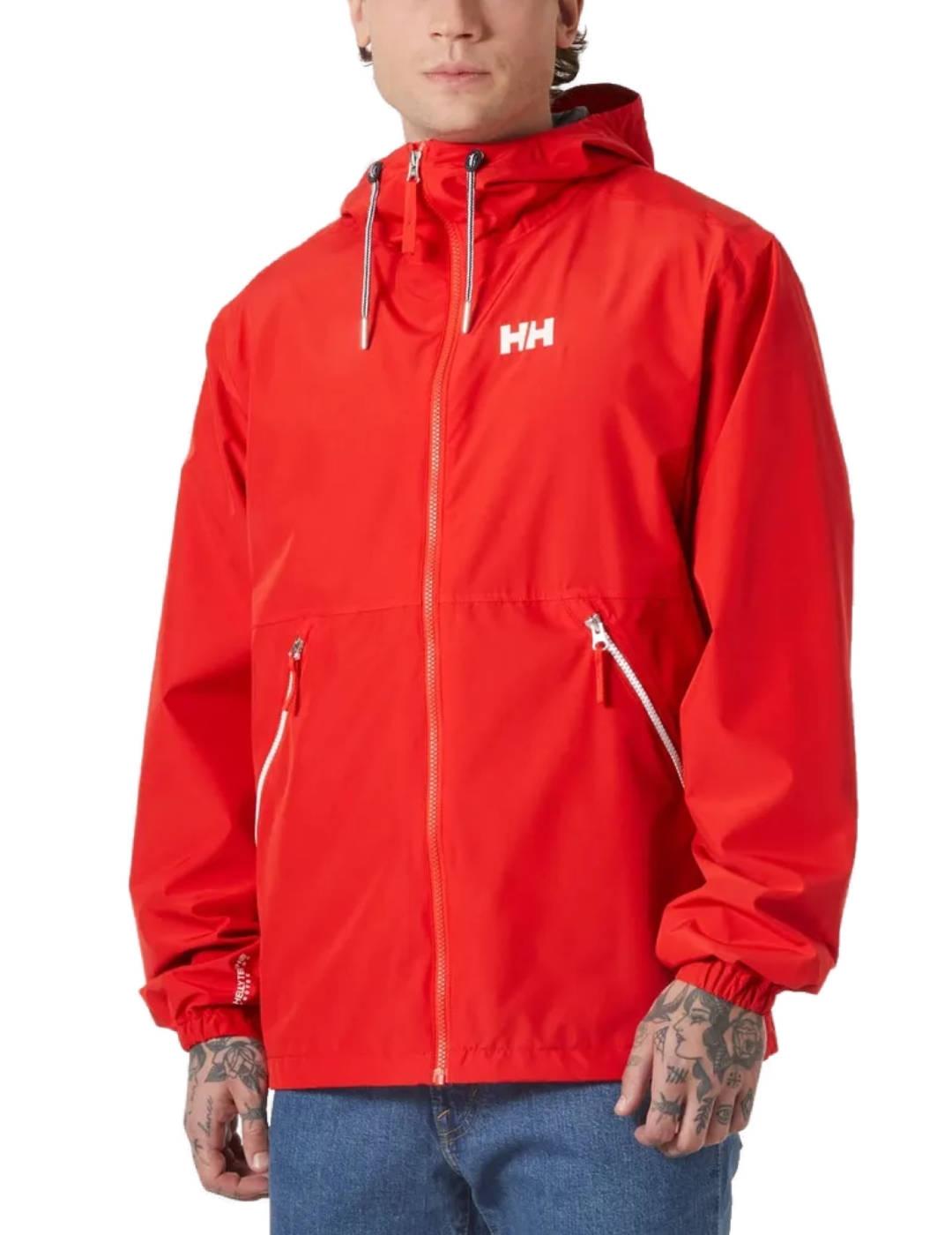 Chaqueta Helly Hansen Sandoy Rain rojo impermeable hombre