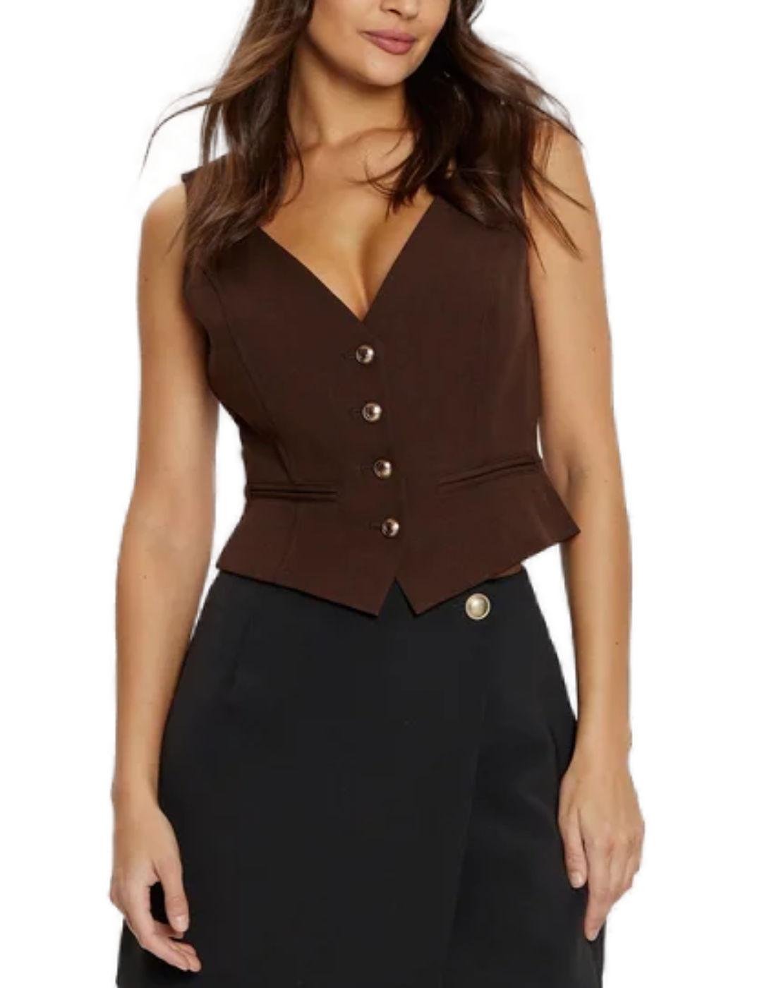 Chaleco Guess Matea marrón de traje para mujer