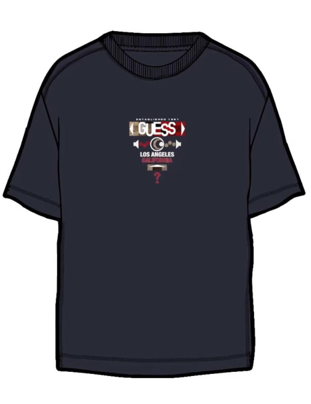 Camiseta Guess Abstract marino manga corta para hombre