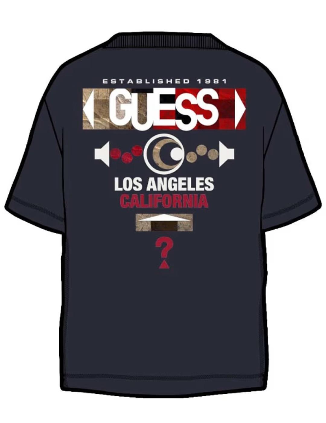 Camiseta Guess Abstract marino manga corta para hombre