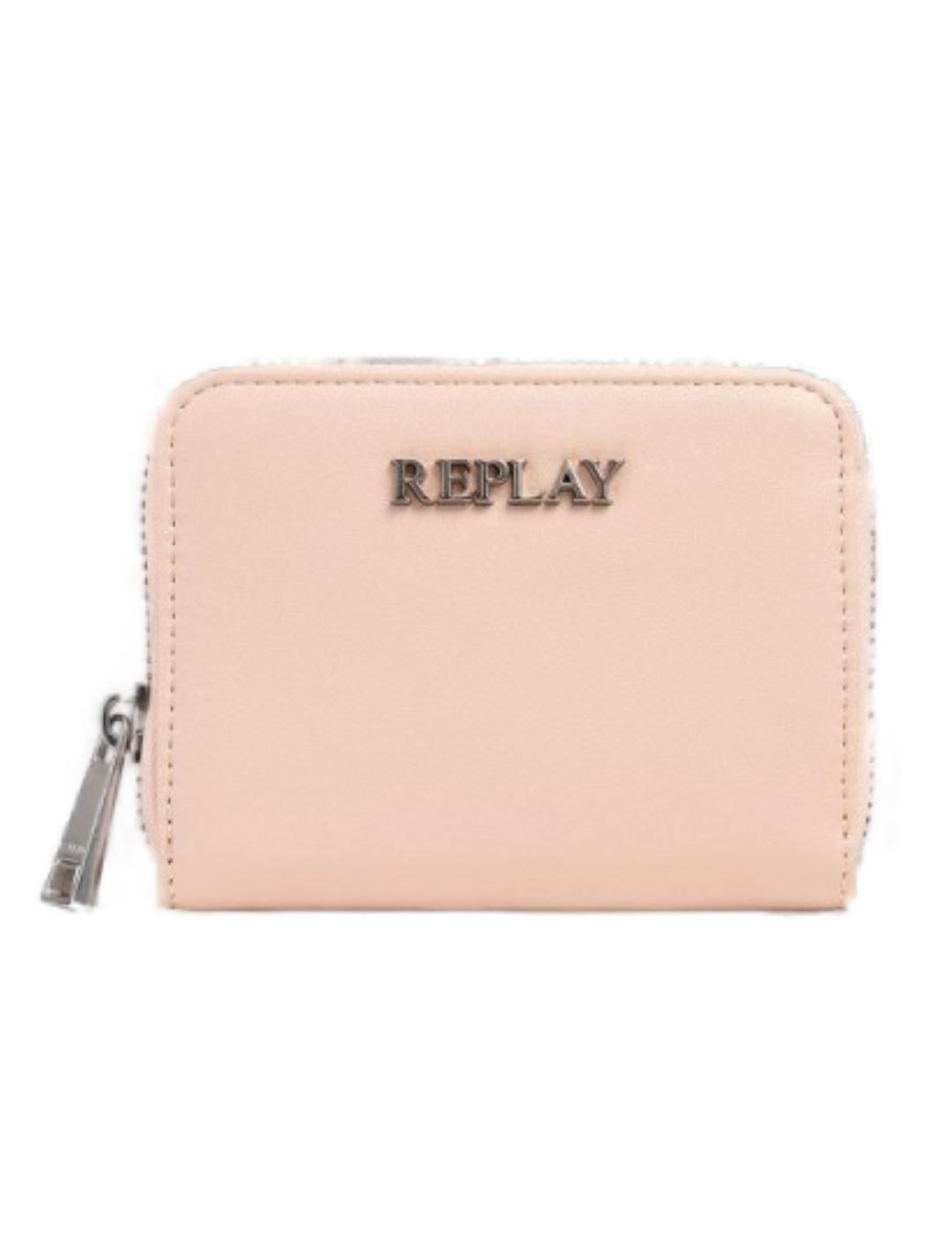 Cartera mediana Replay salmón con cremallera para mujer