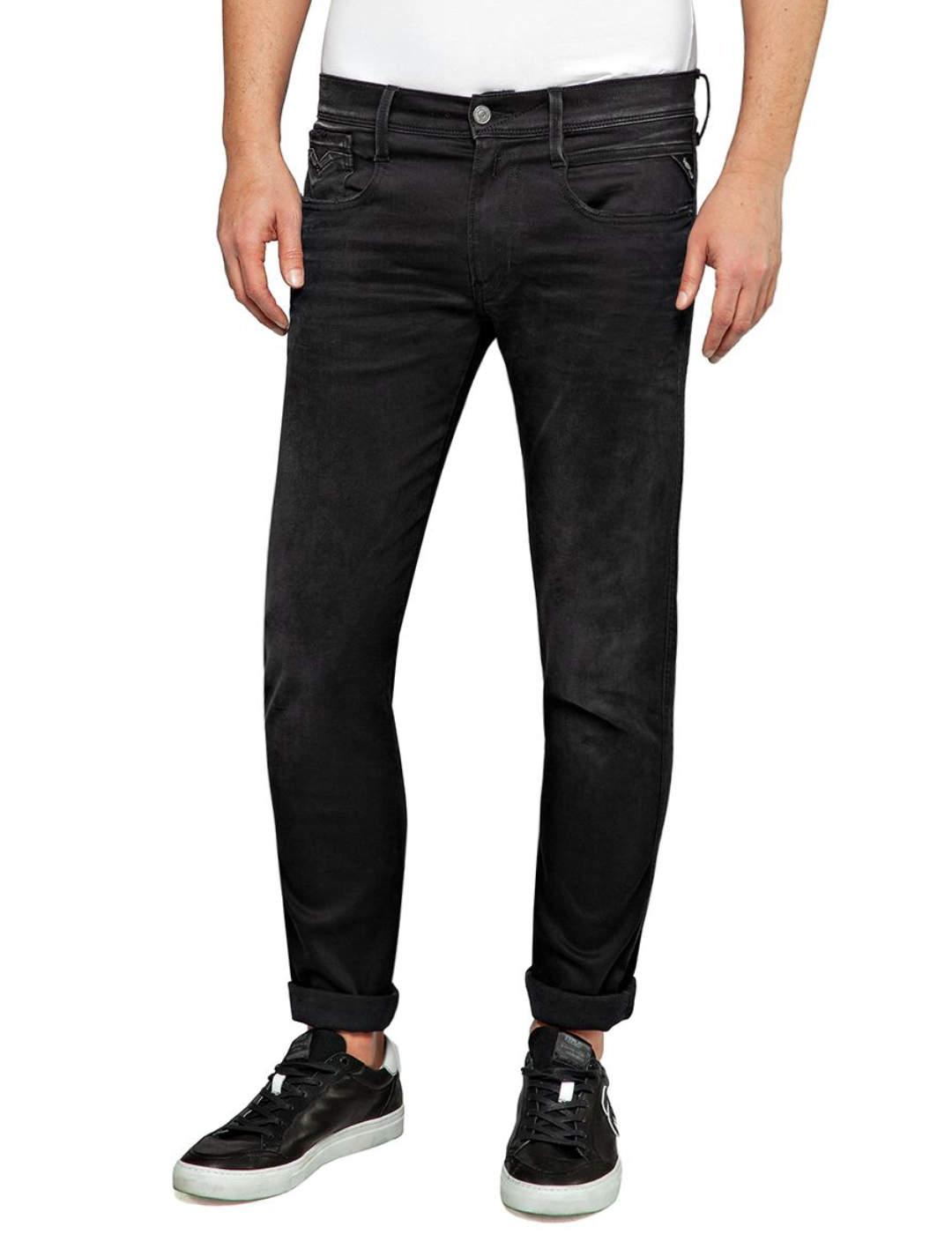 Pantalón vaquero Replay Ambass negro slim para hombre