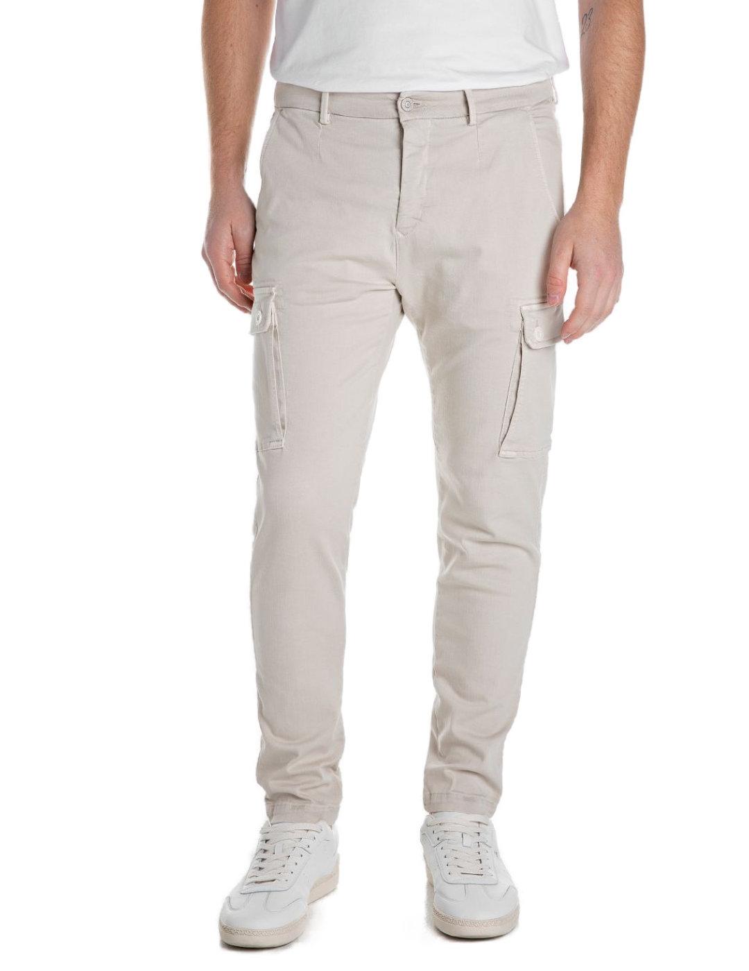Pantalón Replay Jaan beige cargo para hombre-NG