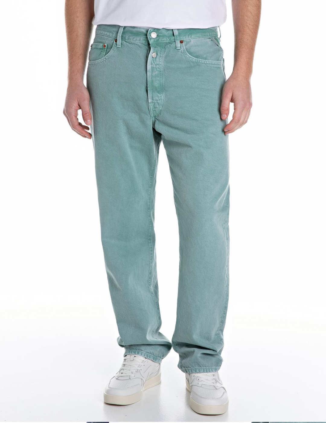 Pantalón vaquero Replay verde agua straight para hombre