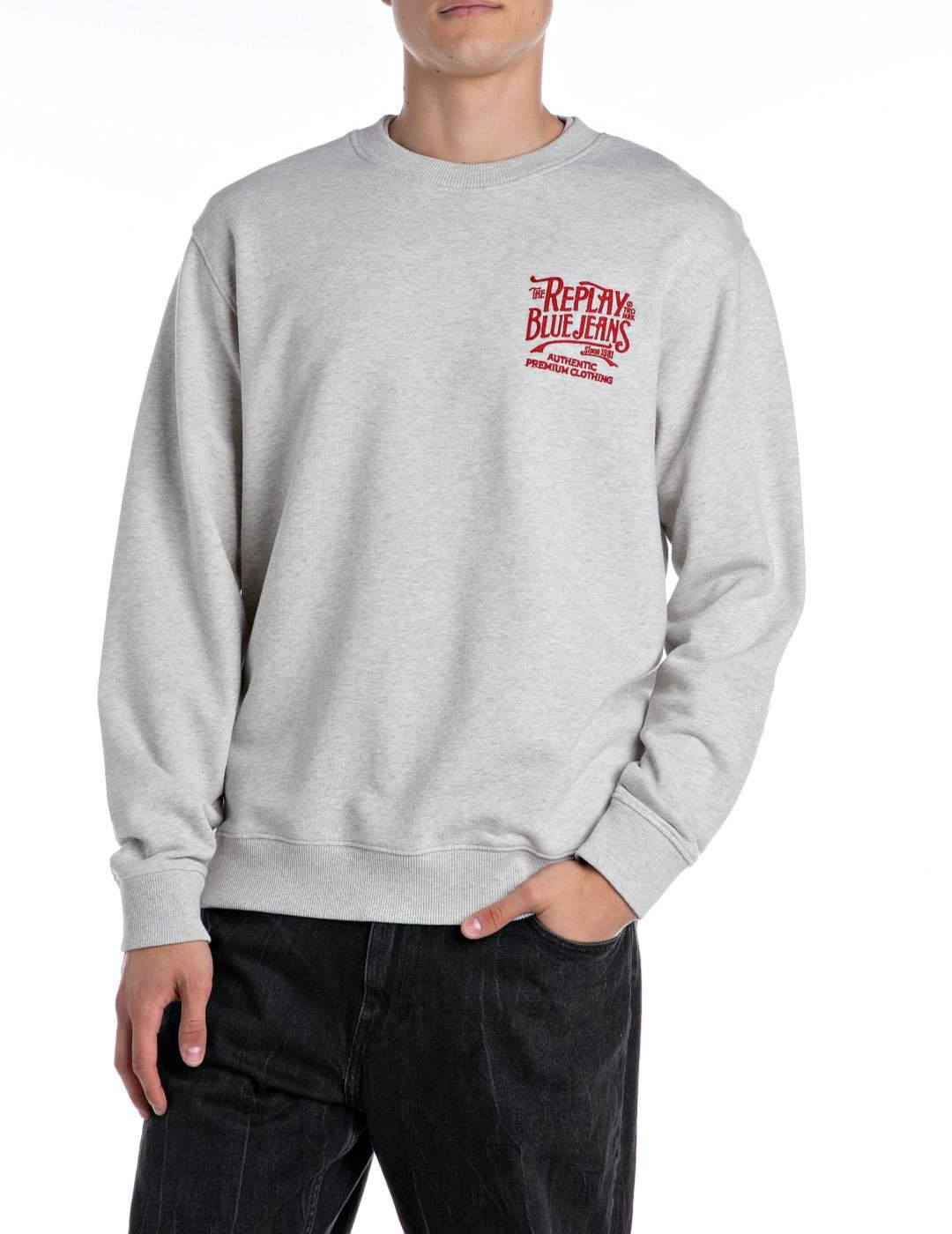 Sudadera Replay gris claro sin capucha para hombre