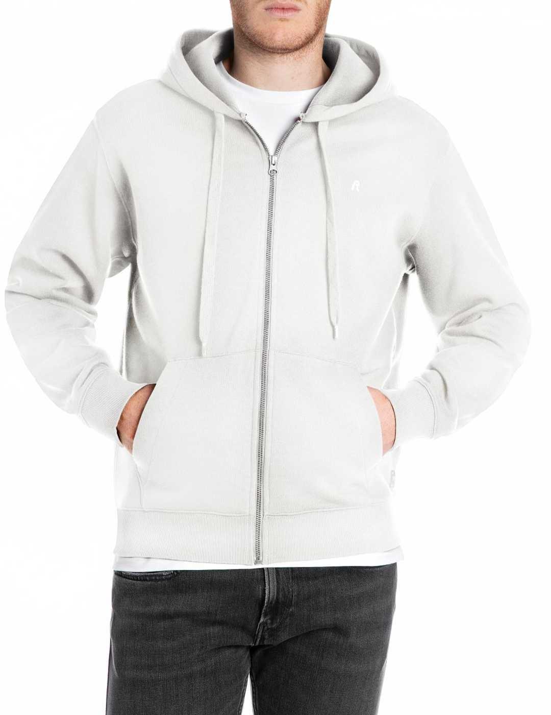 Sudadera Replay blanca cremallera y capucha para hombre