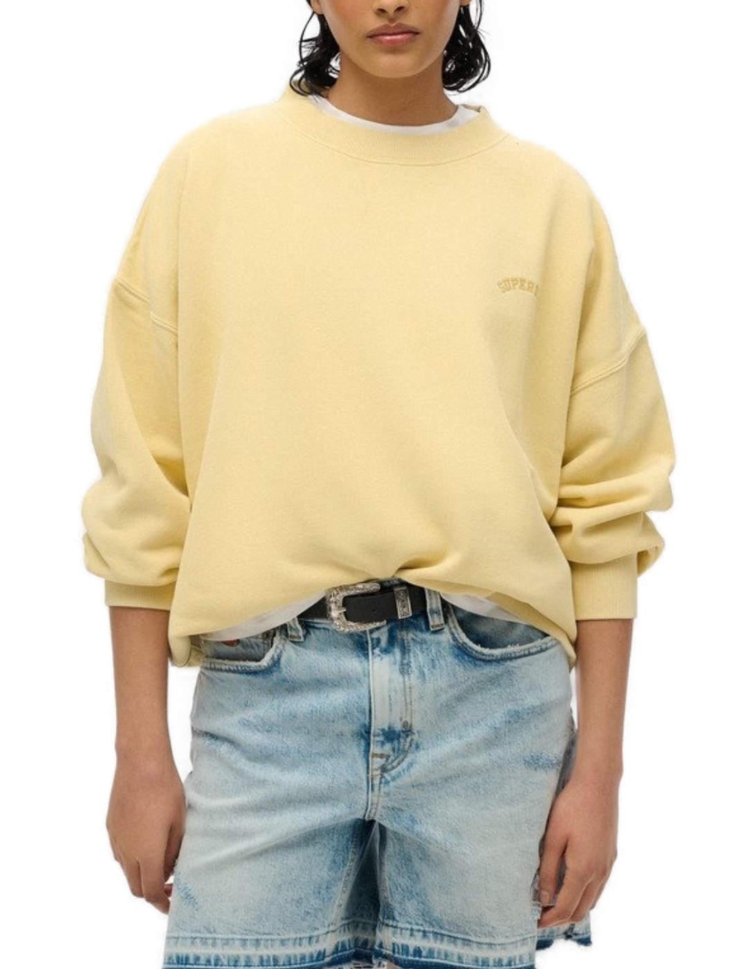 Sudadera Superdry Essential amarillo sin capucha para mujer