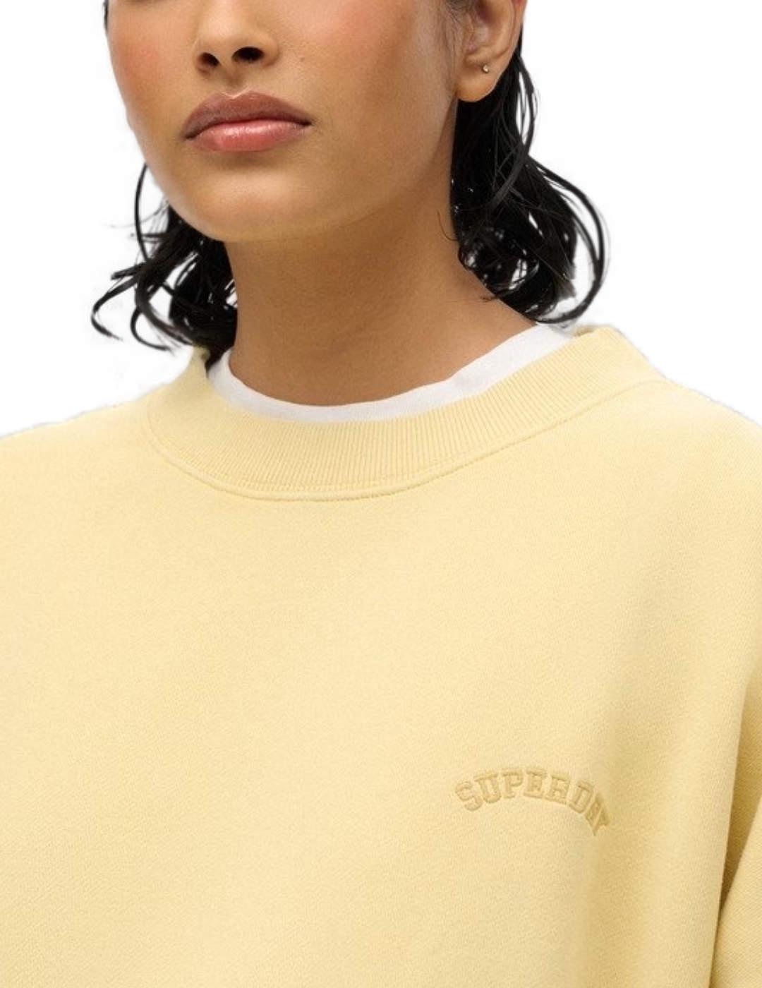 Sudadera Superdry Essential amarillo sin capucha para mujer